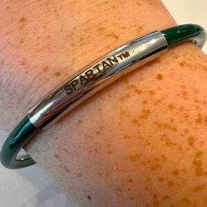 Michigan State University Spartan Ceramic Bangle Bracelet Silver Tone Finish
